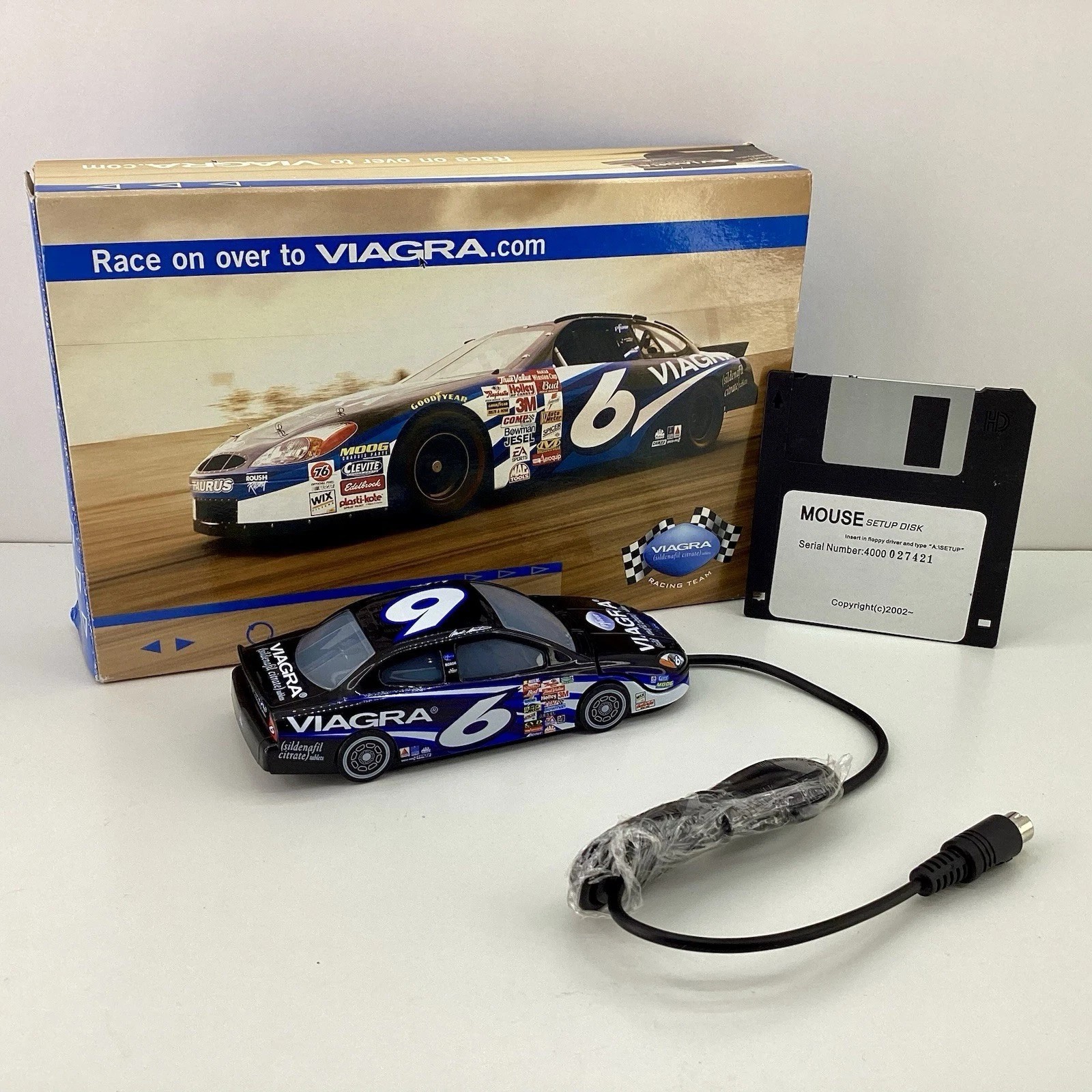 2002 Viagra Pfizer Pharma Promo Drug Rep Race Car Computer Mouse #6 Nascar Ford