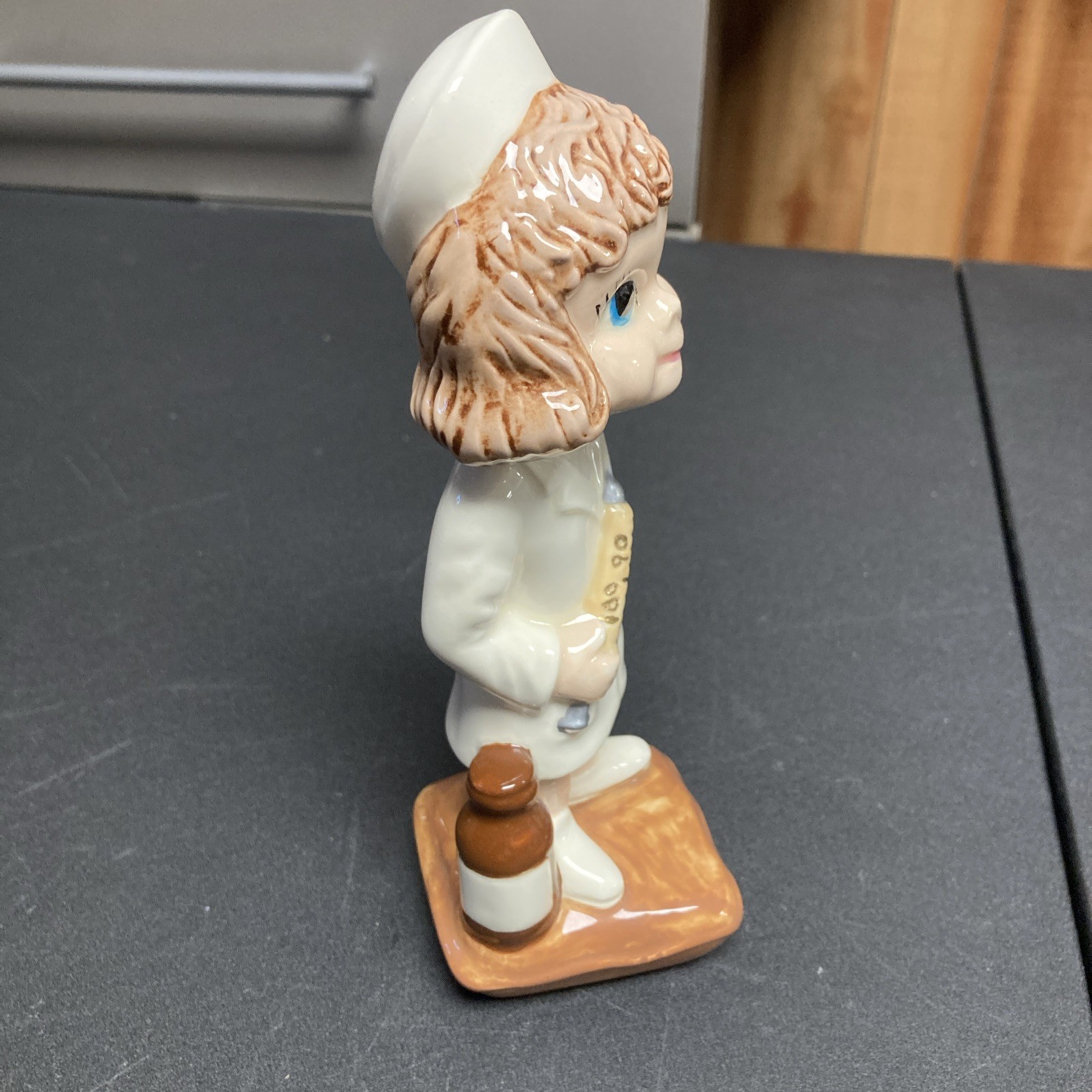 Vtg ‘85 Ceramic Big Eyed Smiley Nurse Figurine Whimsical Decor, Grad Presents