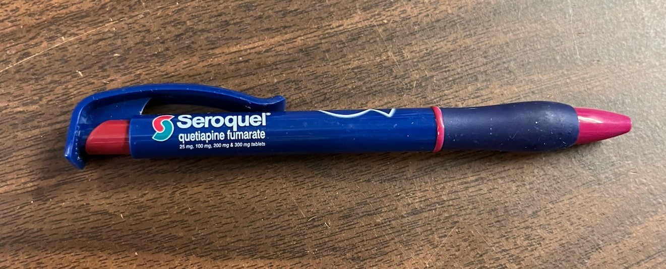 Pharmaceutical Drug Rep Vintage Pen Seroquel Plastic Advertising Promo