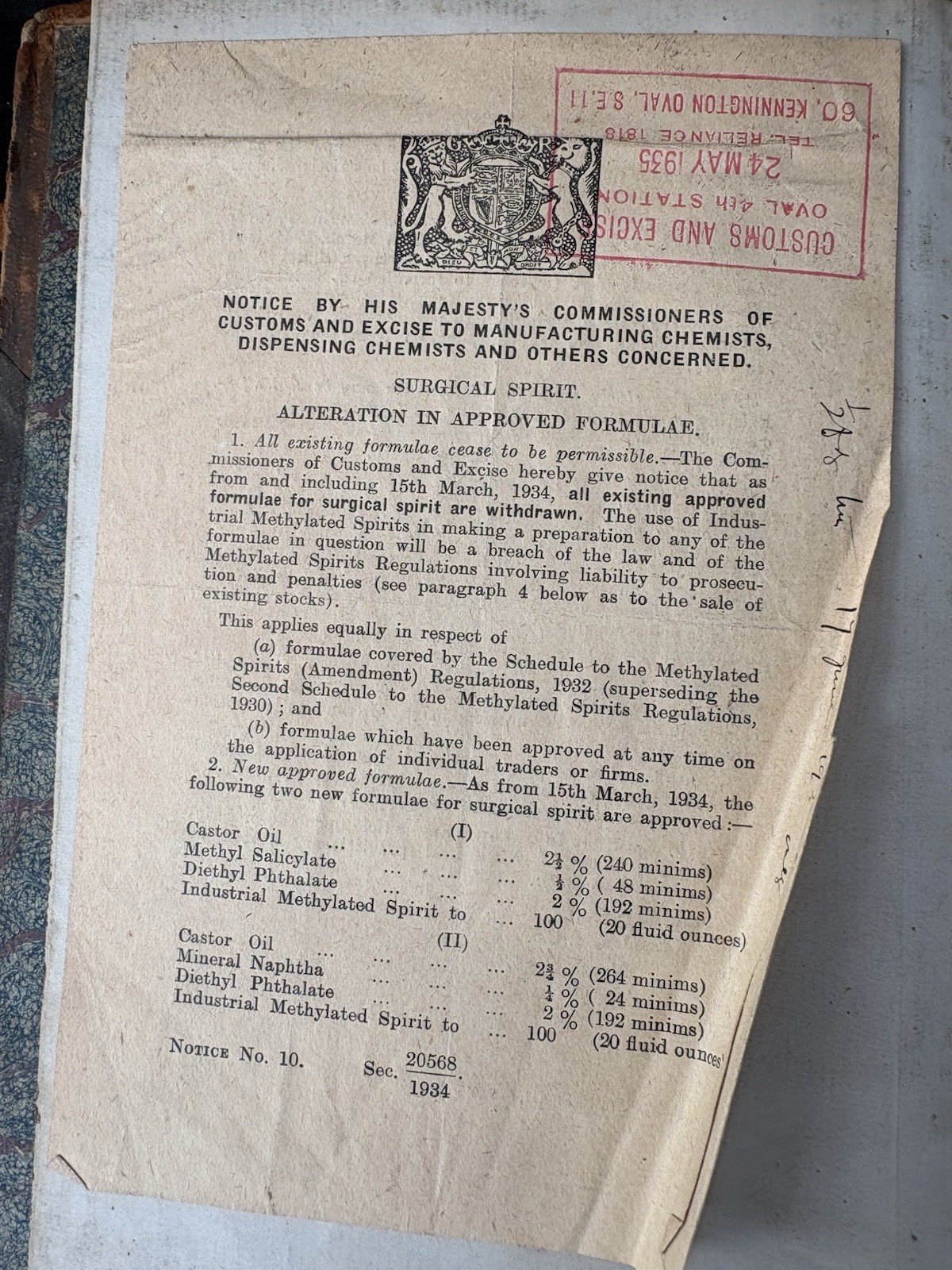 Handwritten Chemist Prescription Ledger Kennington Park London Pharmacy 1920