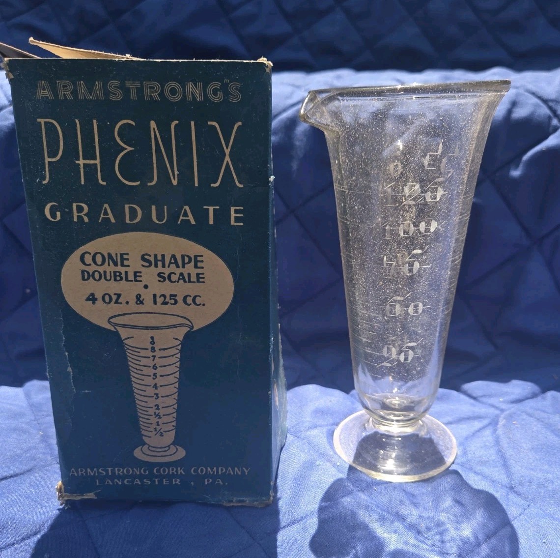 Vintage Glass Graduated Apothecary Measuring Cylinder 4 oz with Etched Markings