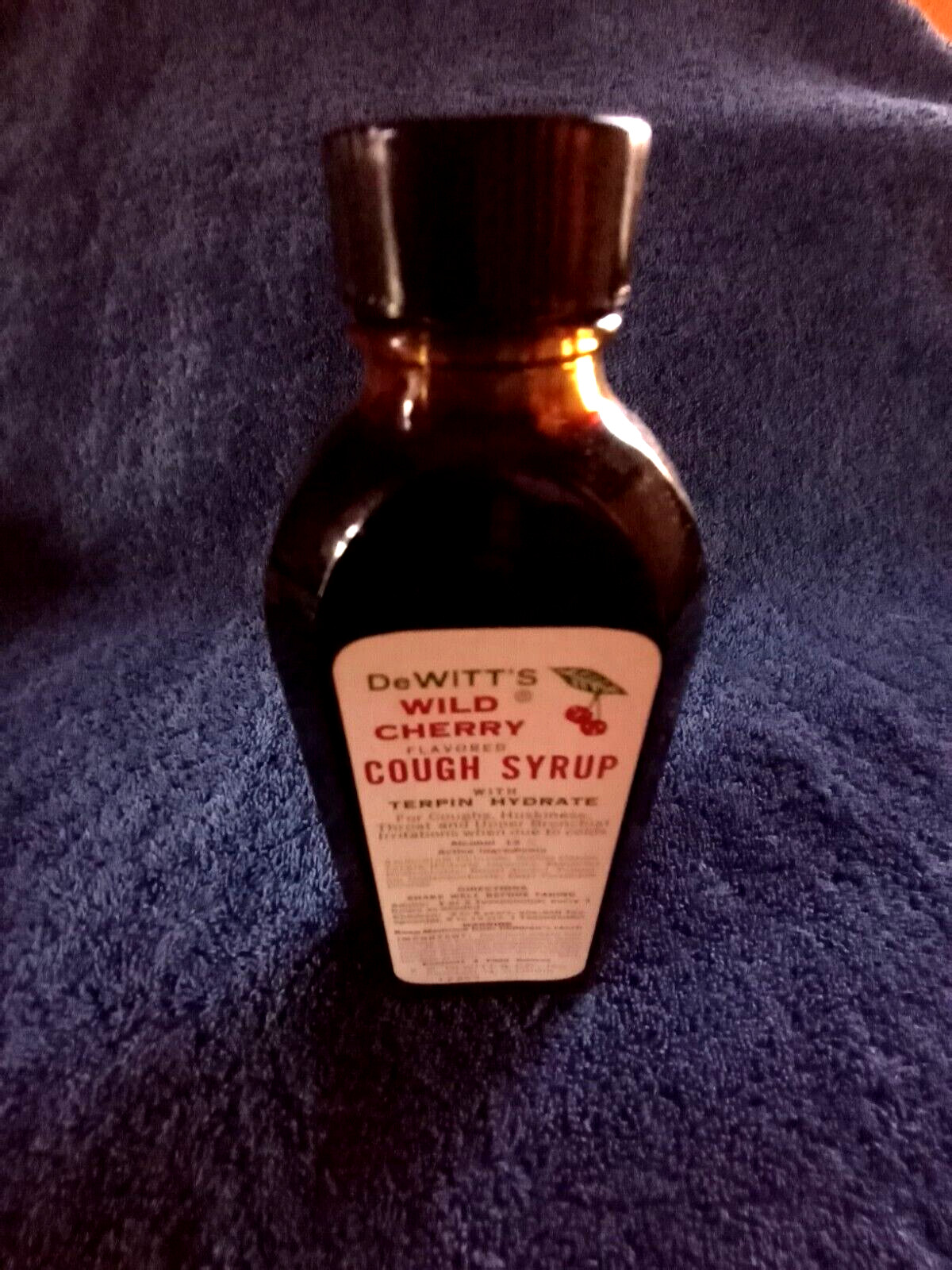 Vtg DeWitt’s Wild Cherry Flavored Box Paperwk Medicine Pharmacy Cough Syrup NOS