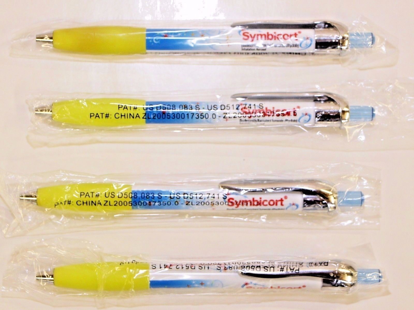Plastic Drug Rep Pens 4 Beautiful Symbicort Foam Grippers Colorful