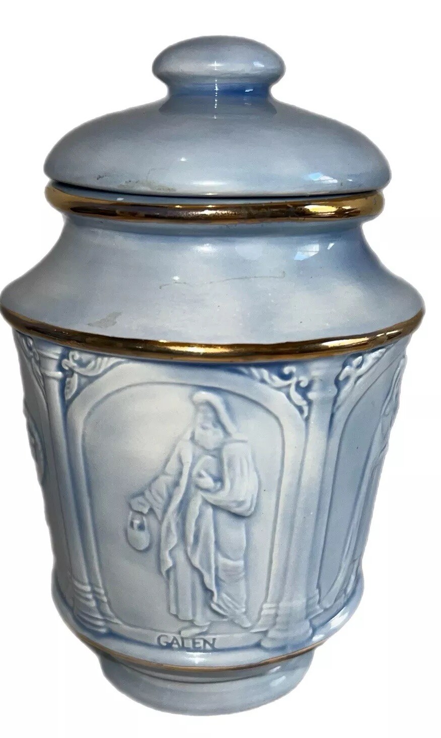 Apothecary Jar Porcelain PMA Meeting April 1988 Gift Lederle Vintage Hippocrates
