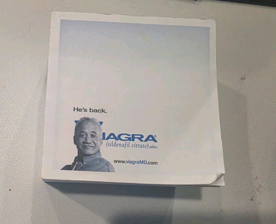“He’s back.” Viagara Sticky Notepad Advertising Desk Office Supply (used) 2005