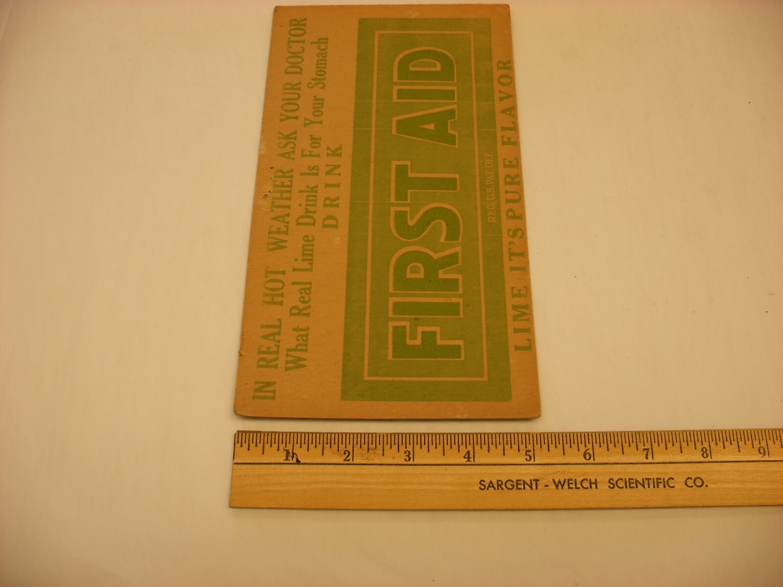 Vtg Medical & Pharmacy Quack Cure – First Aid Lime Drink Advertising Sign