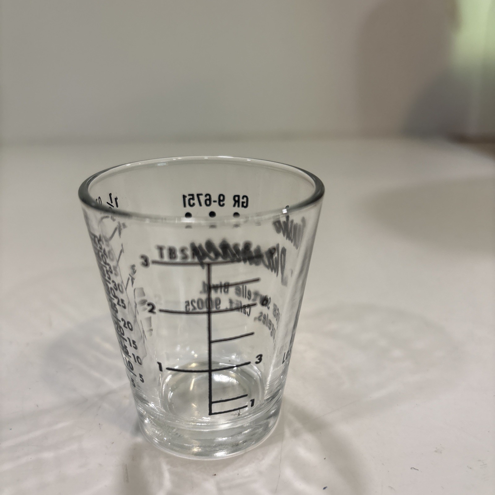 1960’s Advertising Medicine Dose Glass Cup Tensko PHARMACY Los Angeles Calif