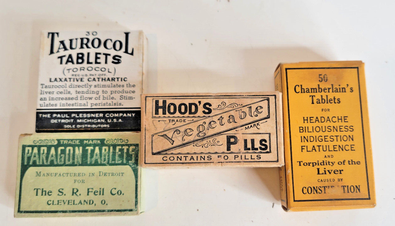 Vtg 1900’s Medicine Lot of 4 Chamberlain’s Paragon Hood’s Taurocol NOS (Lot 756)