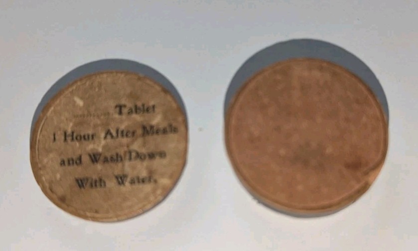 Vintage Cardboard Paper Drug Store Prescription Pill Box w/ Directions