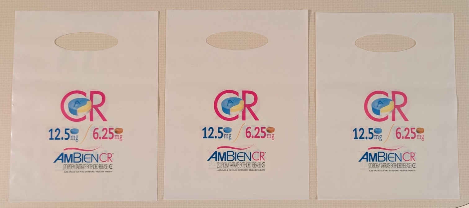 Ambien CR – Drug Rep Promo Plastic Bags – 9″x 12″