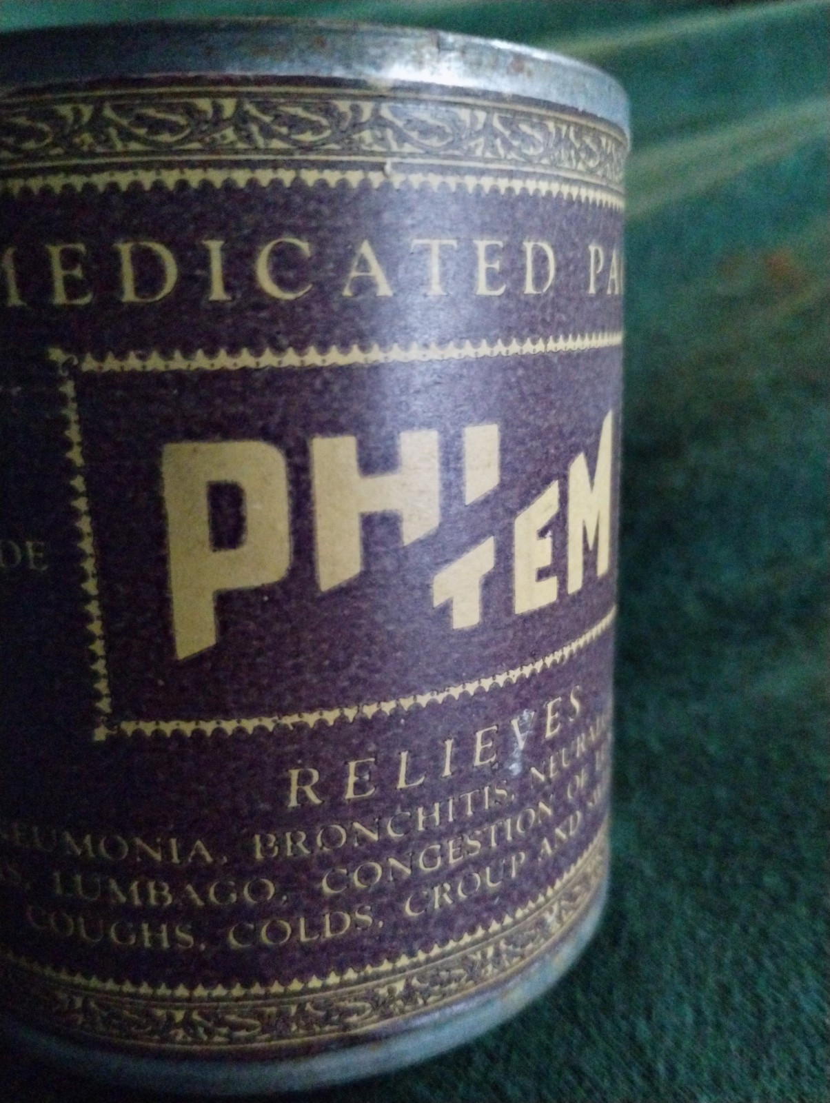 Vintage Container APOTHECARY Asthma RARE tin Medical Coughs 1930s Cure HISTORY