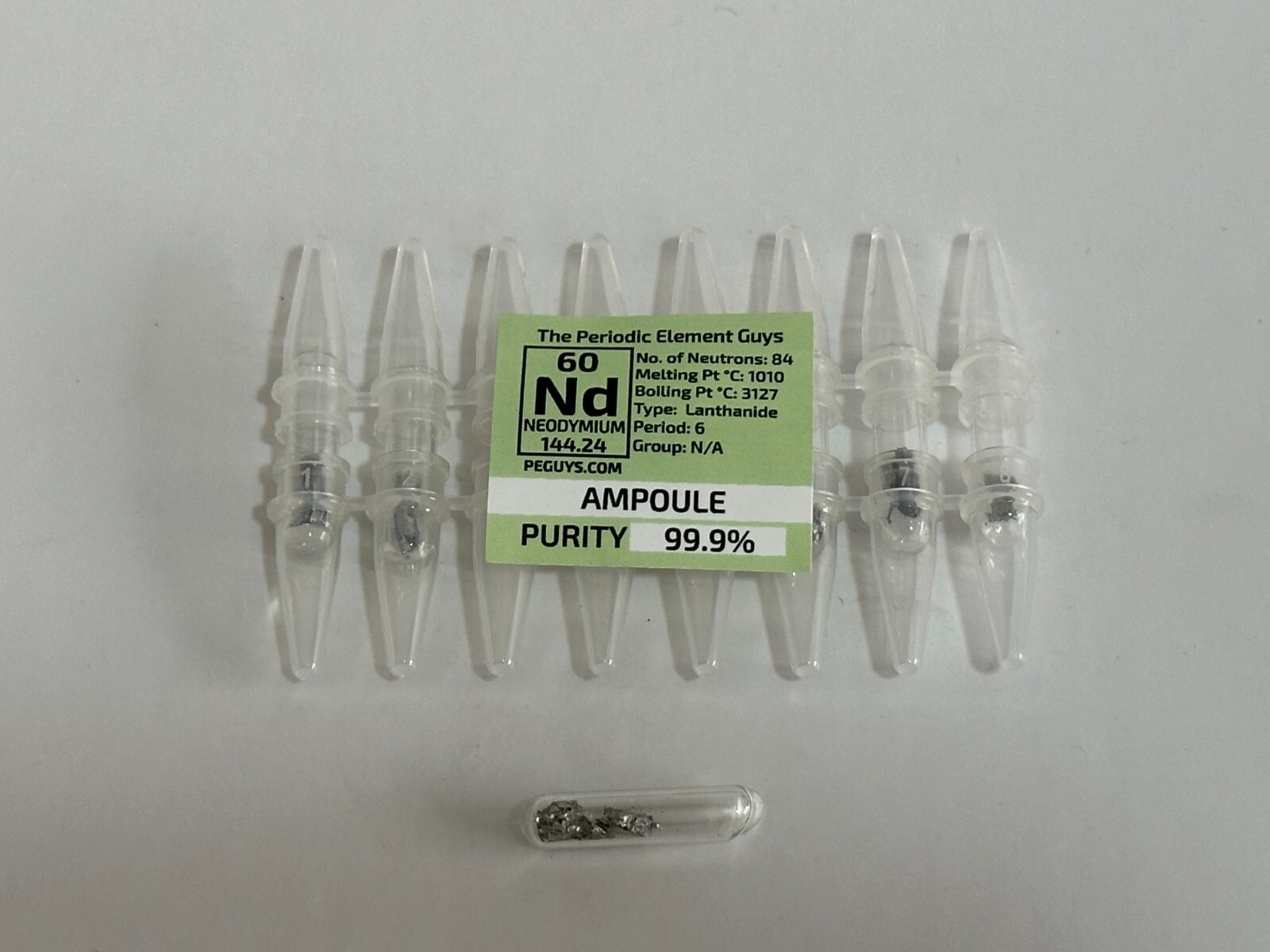 8 x Neodymium Metal 99.9% un-oxidized Argon Ampoules WHOLESALE Periodic Elements