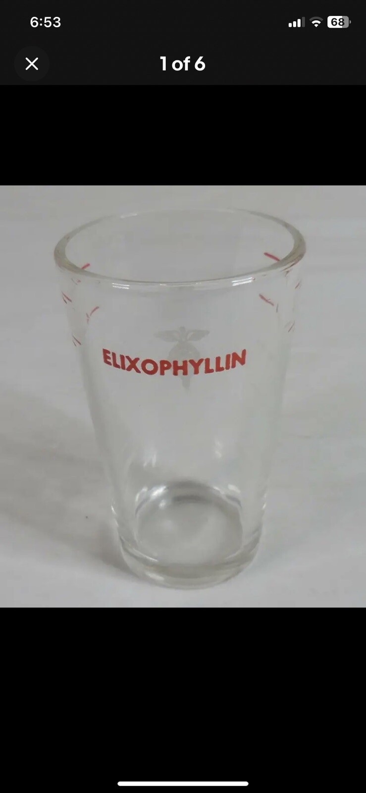 Elixophyllin Asthma Medication Dosing Shot Glass Measuring Cup/ 5 Tablespoons