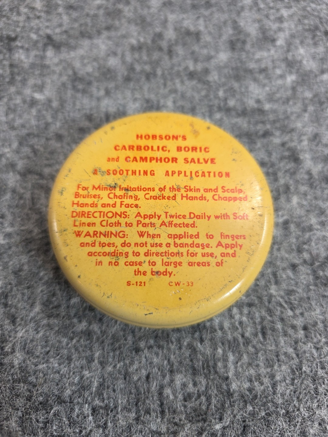 Hobsons Carbolic Boric Camphor Salve Tin Antique Medicine Advertising New York