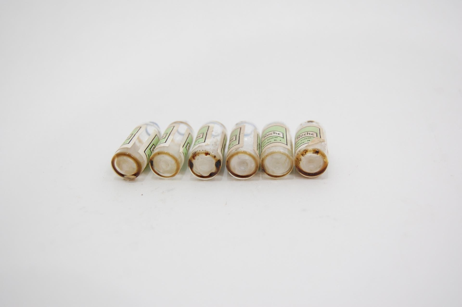 Lot 6x VTG EMPTY Hoffman-La Roche Spasmalgin Ampuls 1cc Glass Vial Medical