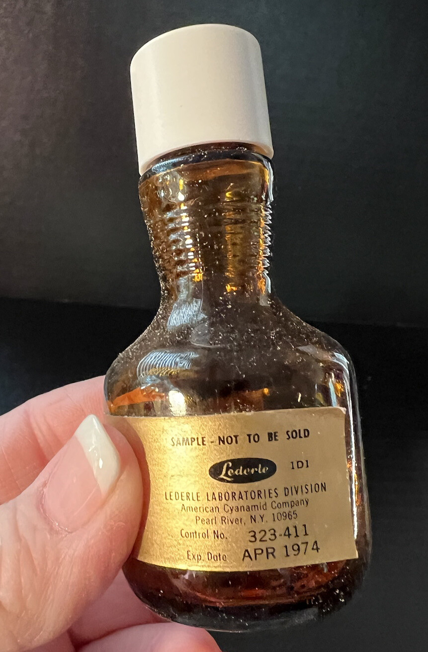 VTG GEVRABON Brown Pharmacy Bottle Apothecary Vitamin Mineral Lederle Labs NY