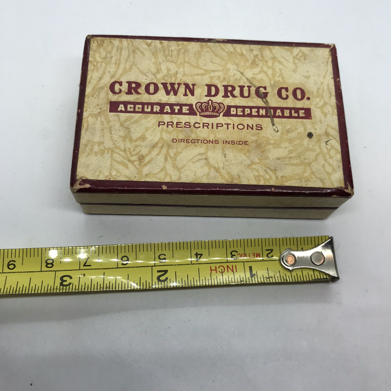 Vintage Crown Drug Co Pharmacy Prescription Pill Box 1950s Medicine Joplin Mo
