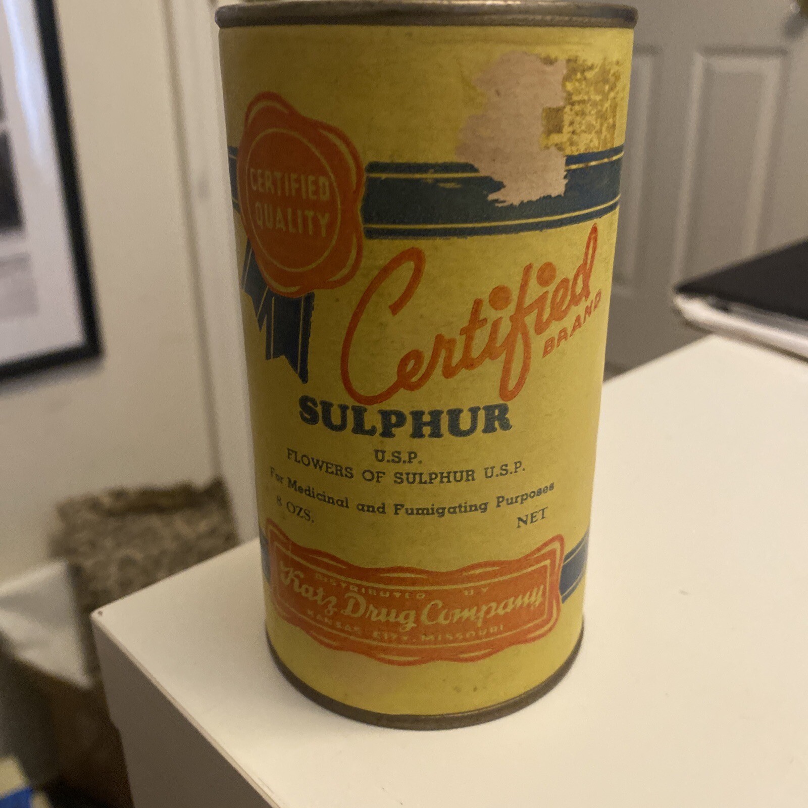 Old Katz Drug Stores, Certified Sulfur 8 Oz Can Kansas City, Missouri Pharmacy