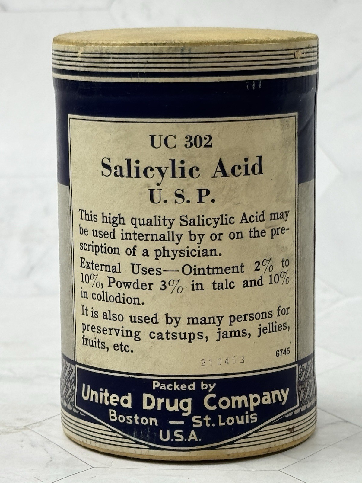 Vintage Puretest Salicylic Acid Powder United Drug Company Rexall NEW Old Stock