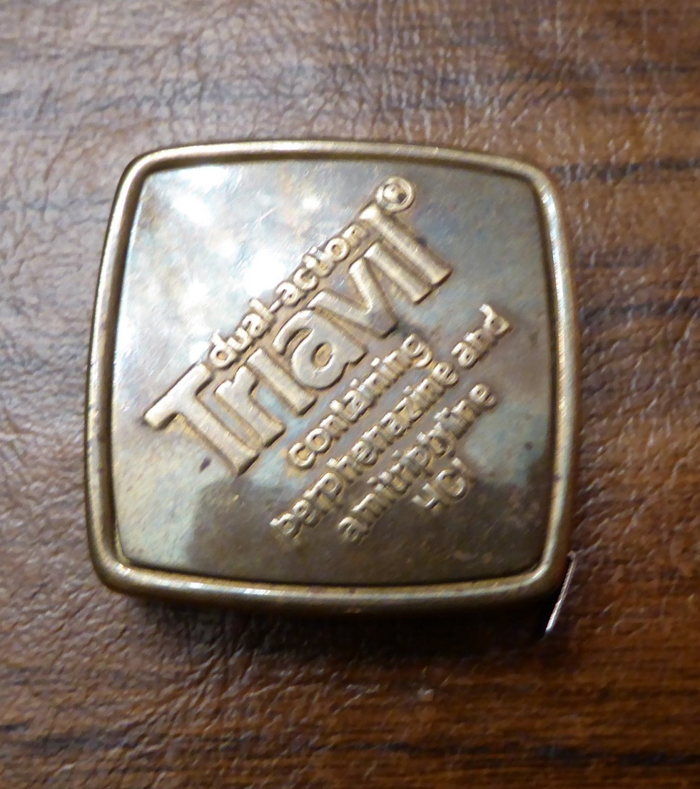 Vintage Dual-Action Triavil Pharmaceutical Advertising Metal Tape Measure