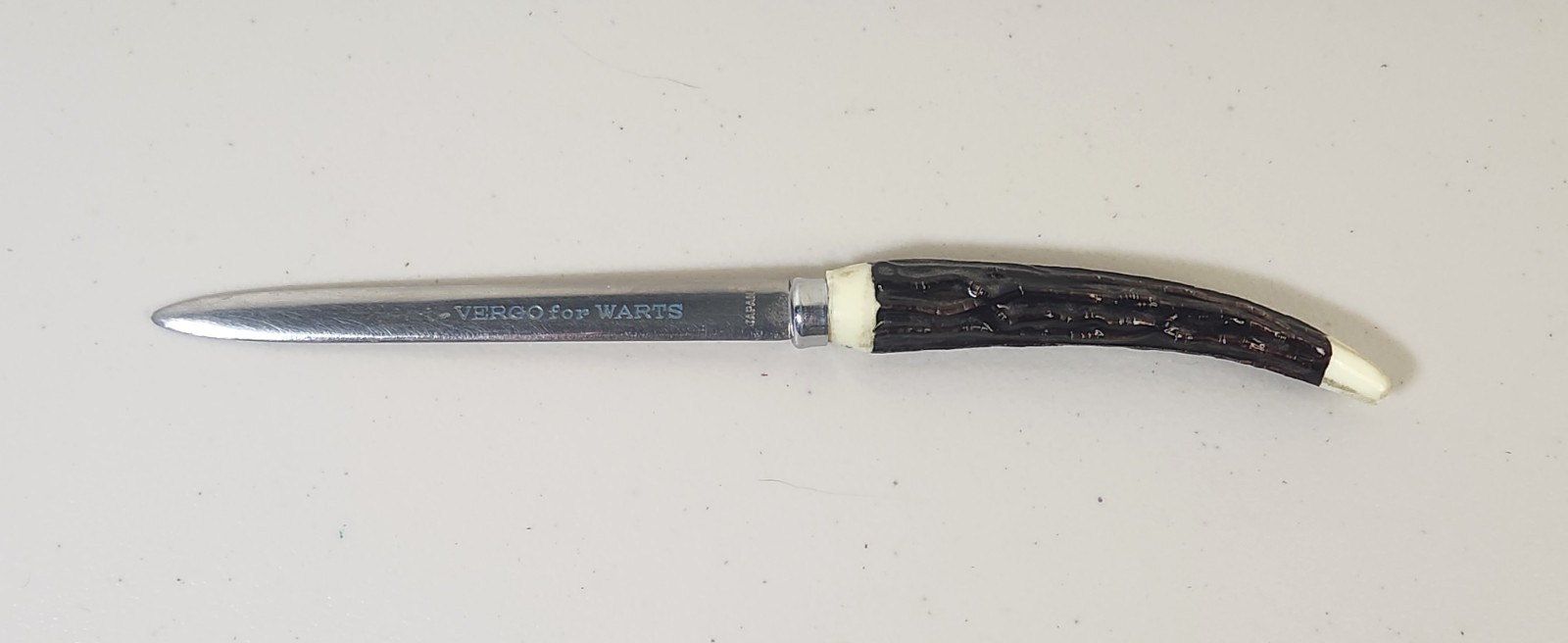 Vintage VERGO For Warts Letter Opener Pharmaceutical Drug Advertising