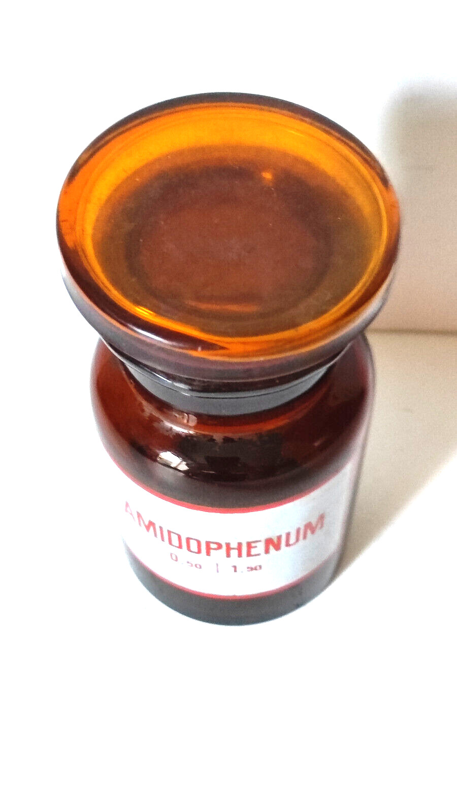 AMIDOPHENUM, Vintage Glass Apothecary Pharmacy Brown Jar, 100 ml, Cap