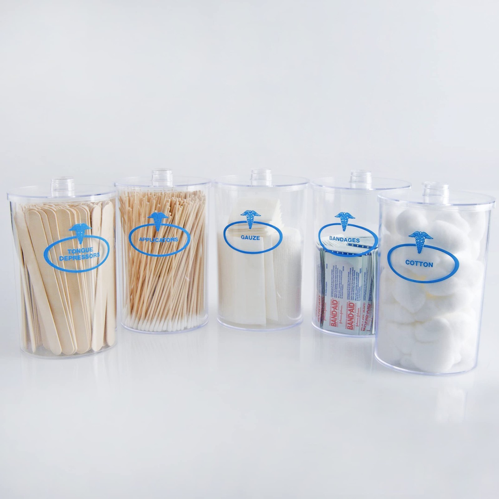 BV Medical Clear Sundry Jars, Labeled, Unbranded, Set of 5 each