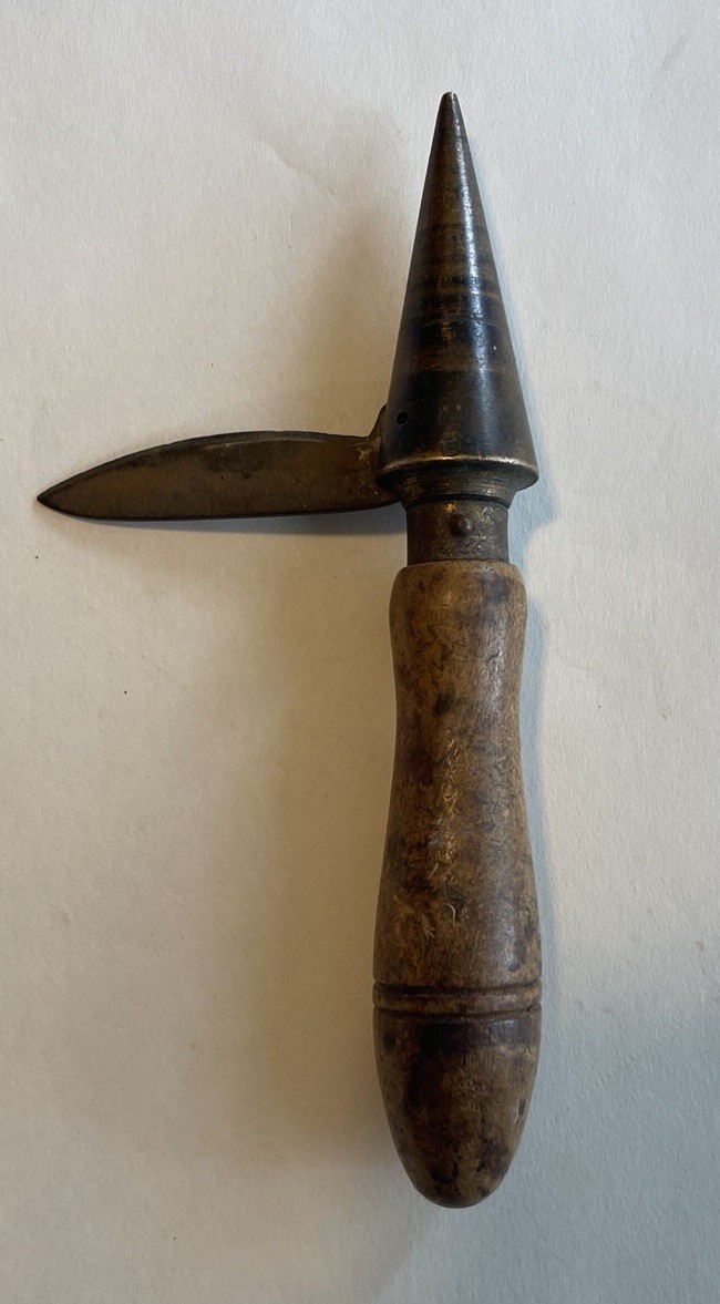 Antique Apothecary Pharmaceutical Cork Borer Sharpening Tool Knife Brass Cone