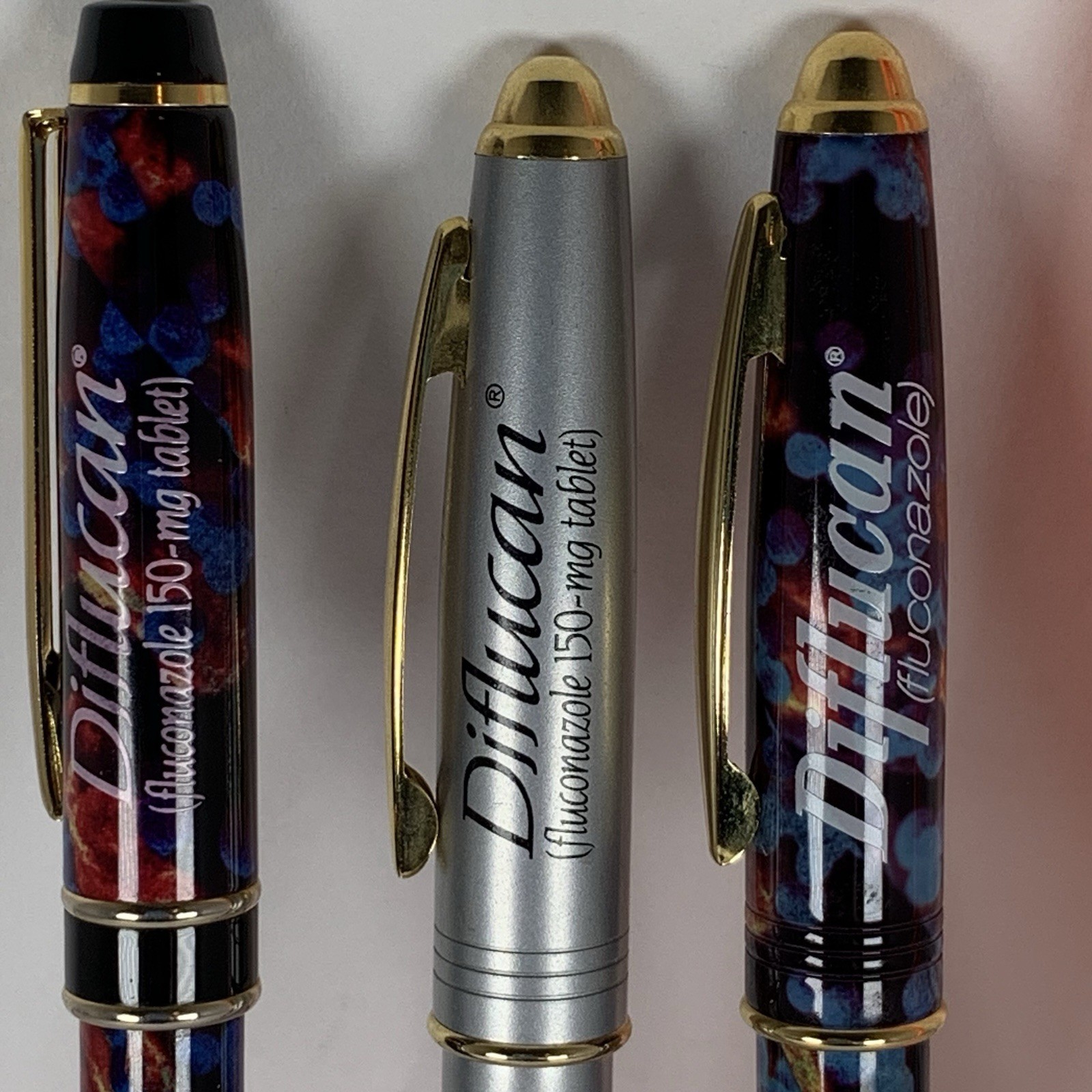 Lot Of 3 Vintage Diflucan Drug Rep Heavy Advertising Pharma Collectable Pens