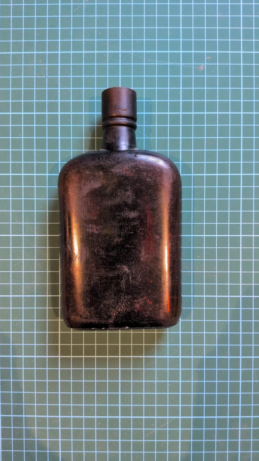 Vintage Brown Glass Whiskey Bottle Apothecary Antique Flask Rustic Decor