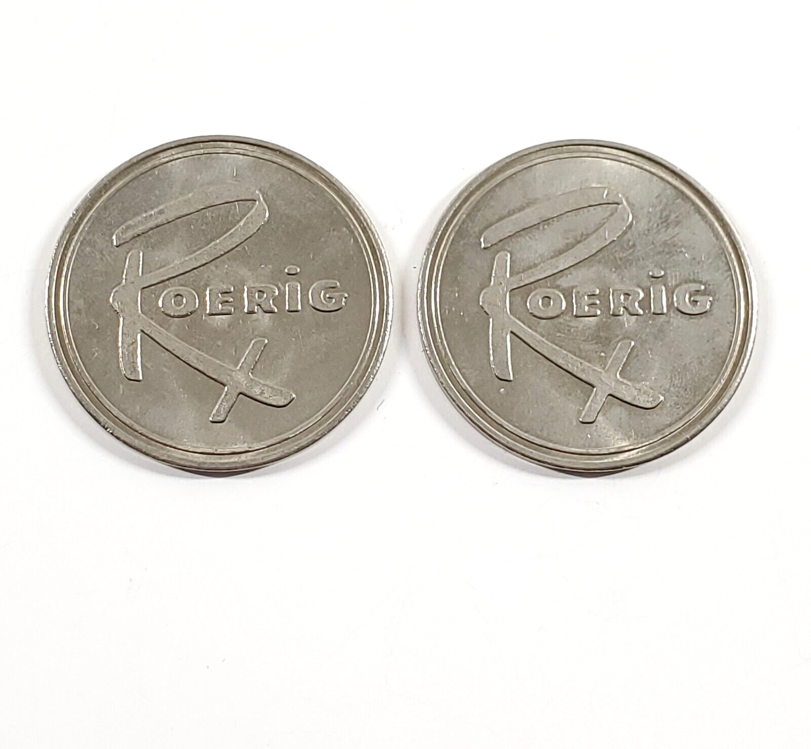 2 Vintage Roerig Pfizer Pharmaceutical 1962 Year Advertising Token