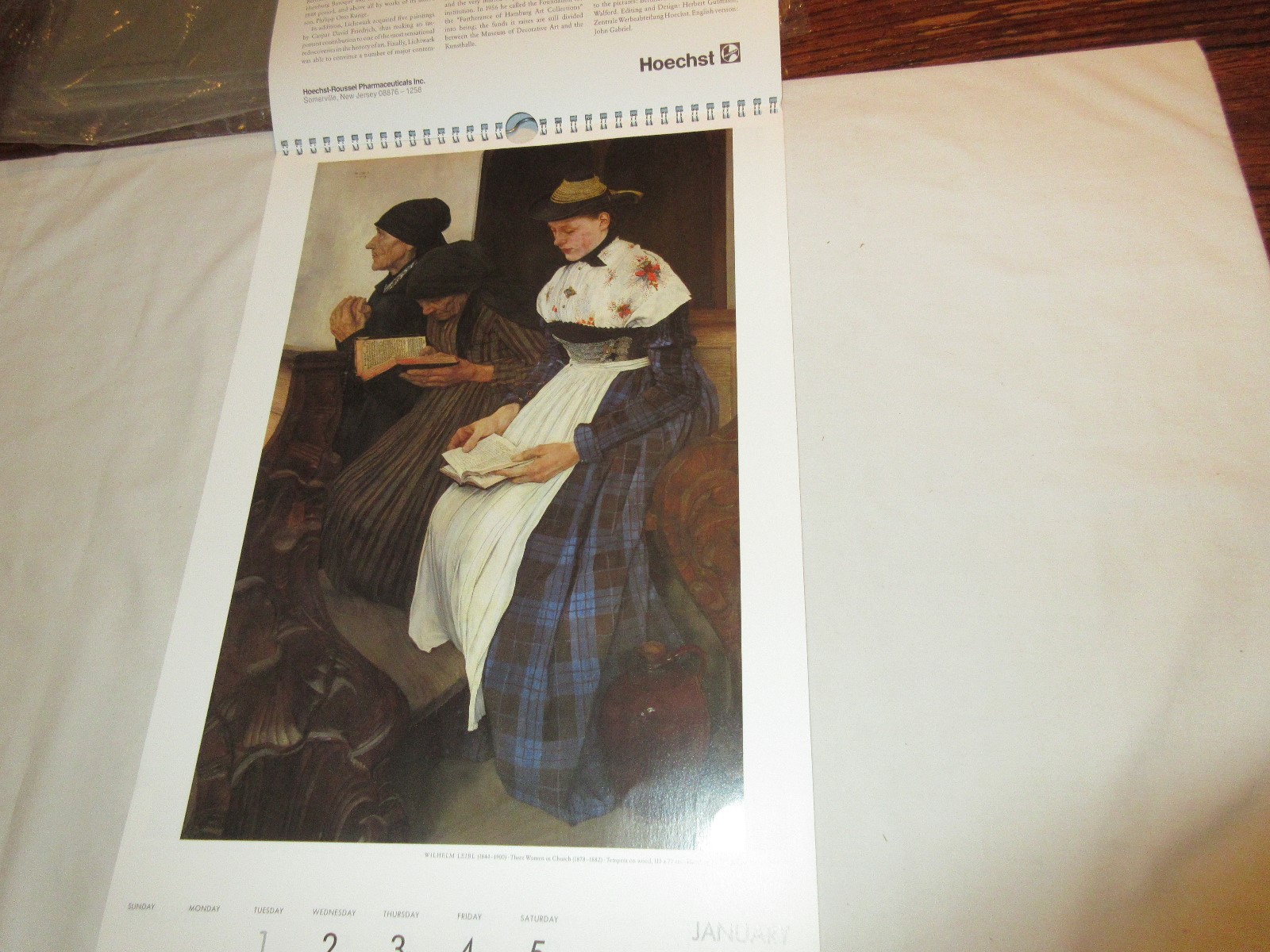 Rx , Hoechst-Roussel Pharmaceuticals Inc . ,1991 Calendar , 18 1/2″ X 11 1/2″