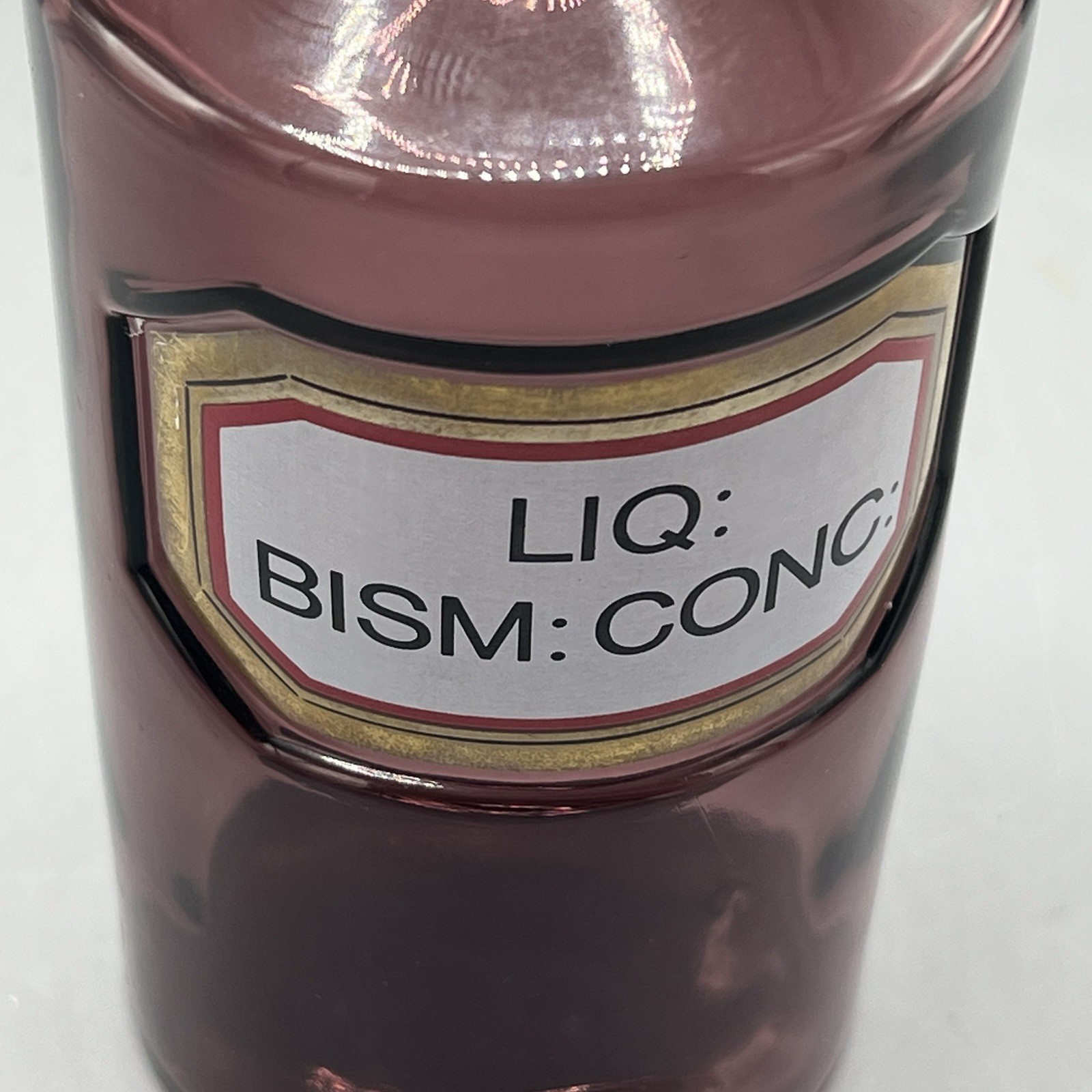 Antique Amethyst Glass Apothecary Bottle Royal Pharma Society Bismuth 7″