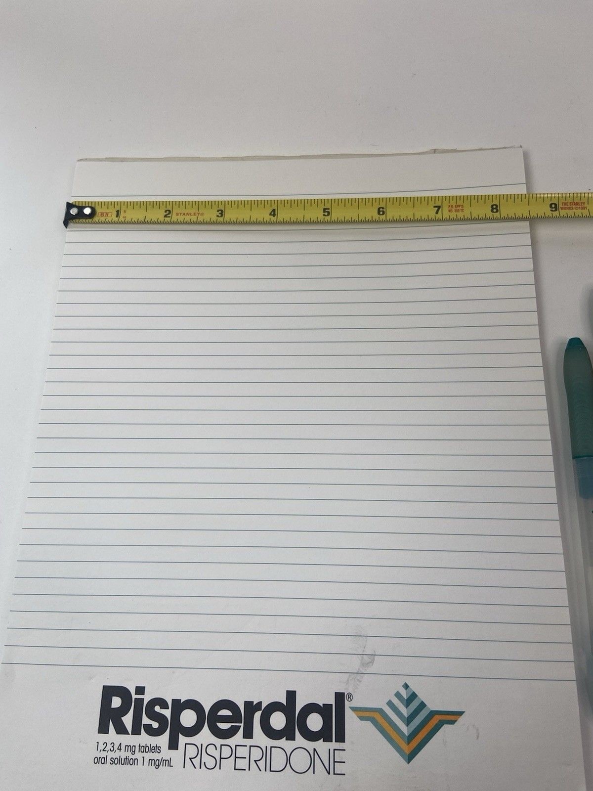 Lot of 2 Risperdal Medical Drug Rep Pharmaceutical Pens White Green And Notepad