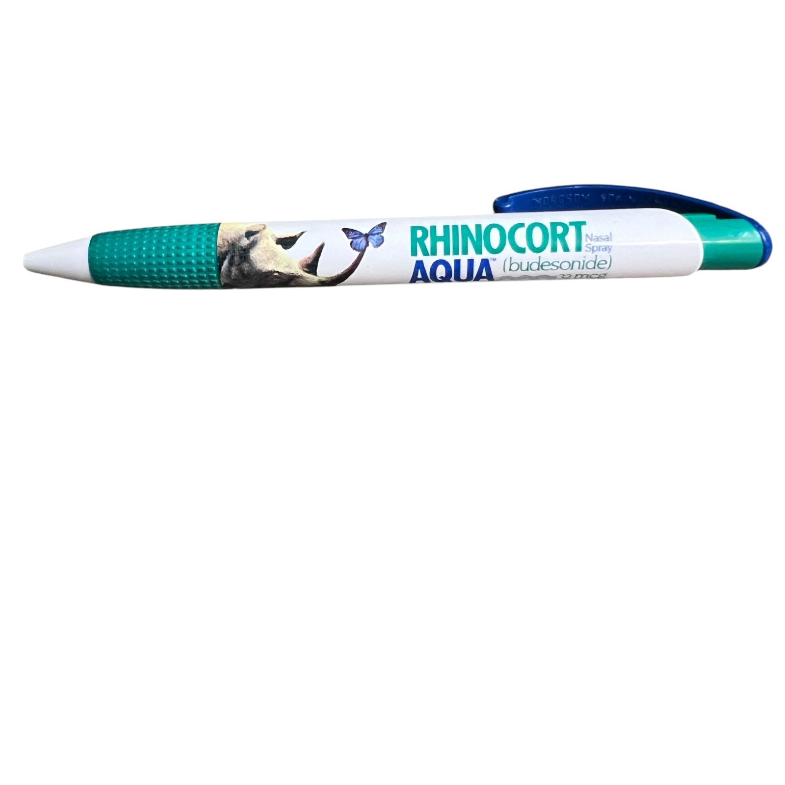 Rhinocort Aqua Budesonide Pharma Promo Pen Rhino Butterfly Graphic Spain Teal