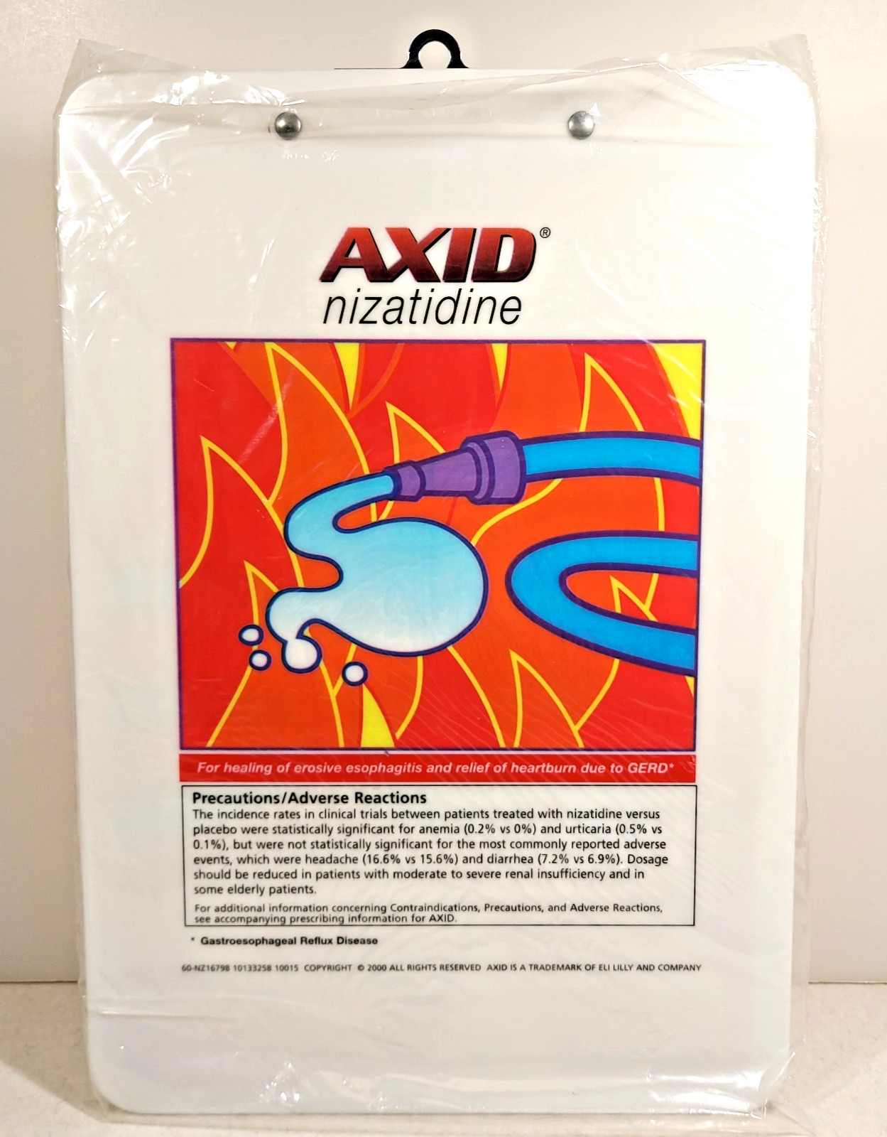 Vtg 2000 AXID Heartburn Clipboard Lilly Drug Pharmaceutical Rep Promo Swag RARE!