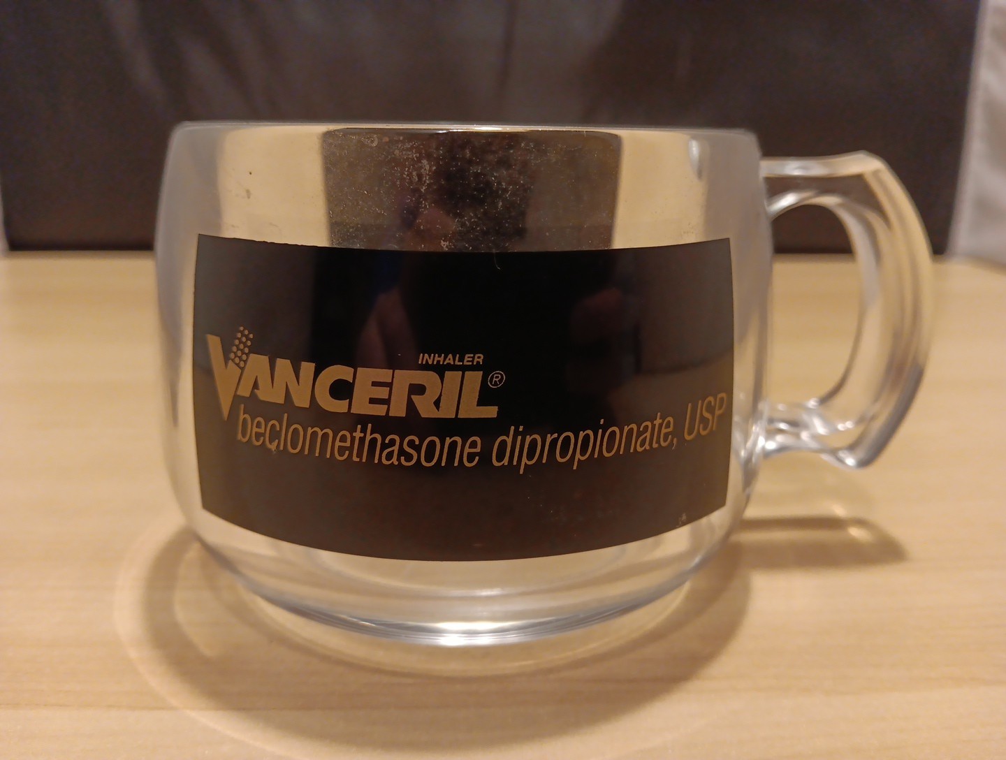 Vintage Vanceril Inhaler Drug Rep Advetising Promotional Clear Plastic Mug