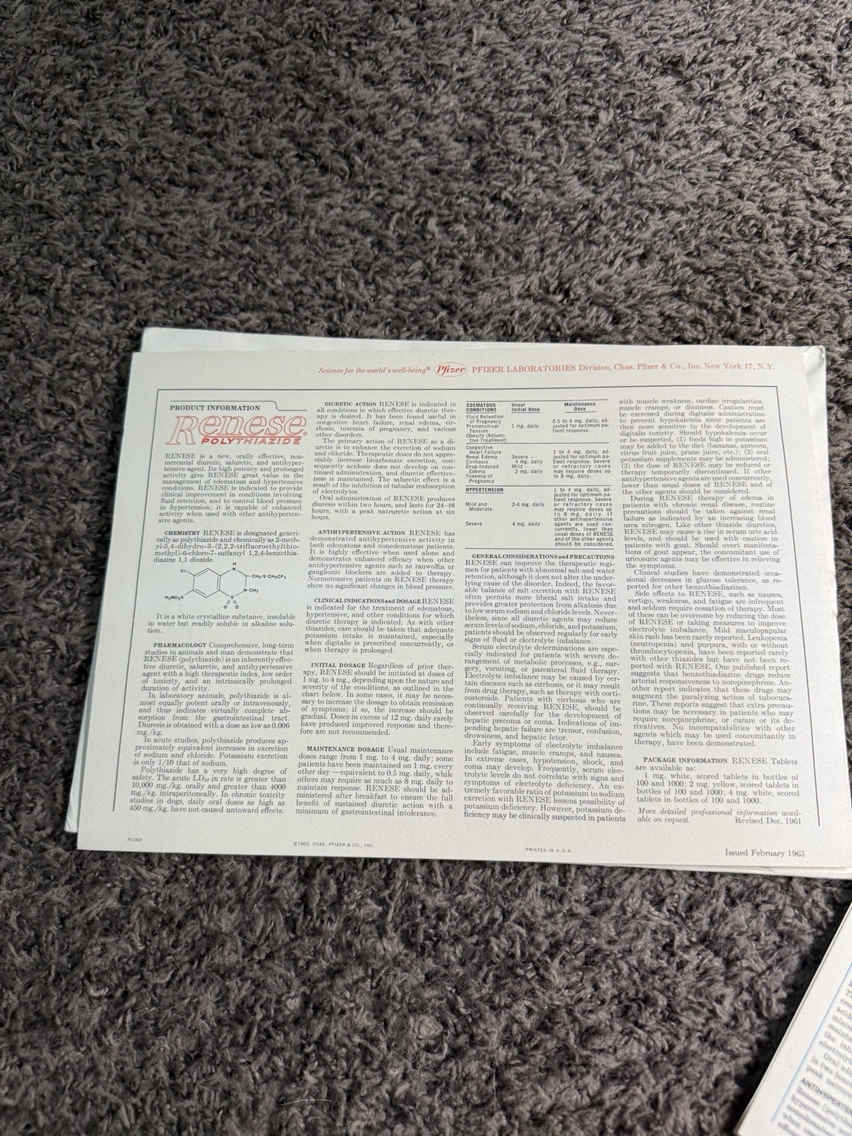 Vintage Pfizer Renese Medical Art Print Brochure Lot Vermeer Utillo 1963 2pc