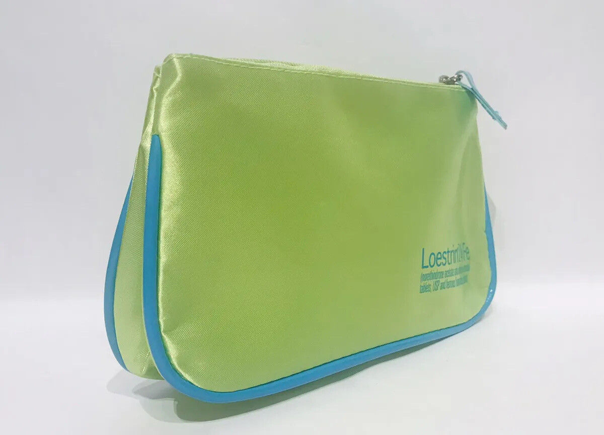 Pharmaceutical Collectible Loestrin 24 Fe Drug Rep Satin Lime Pouch with Zipper