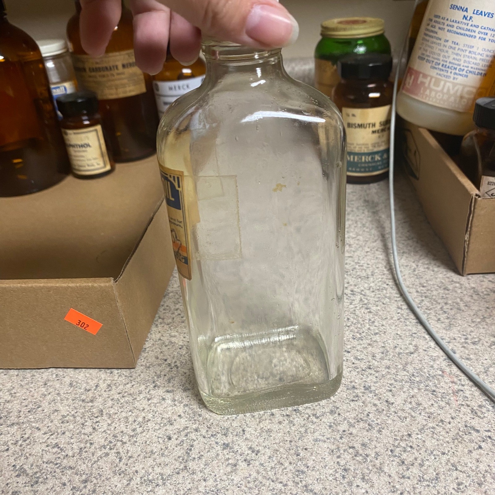 Vintage Rexall Camphorated Oil Glass Apothecary Bottle Belleau Drug Green Bay WI