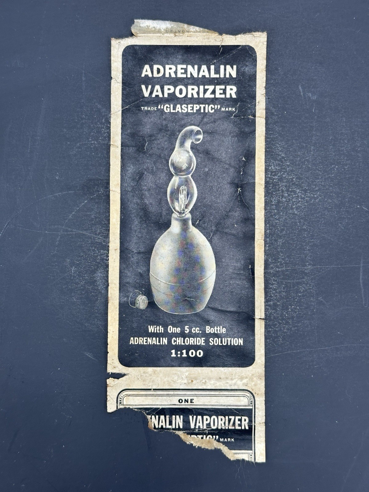 PARKE DAVIS GLASEPTIC ADRENALIN VAPORIZER VINTAGE BOX PAPERS PRESCRIPTION ON TOP