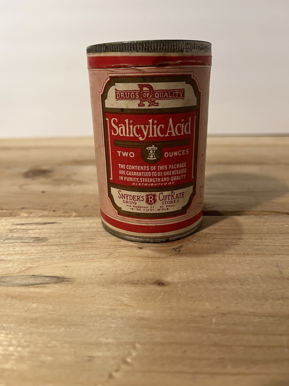 Vintage Salicylic Acid Snyders Cutrate Drug Stores St Paul Mn