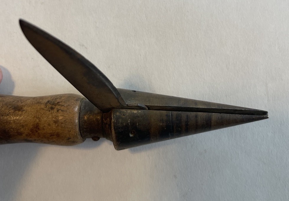 Antique Apothecary Pharmaceutical Cork Borer Sharpening Tool Knife Brass Cone