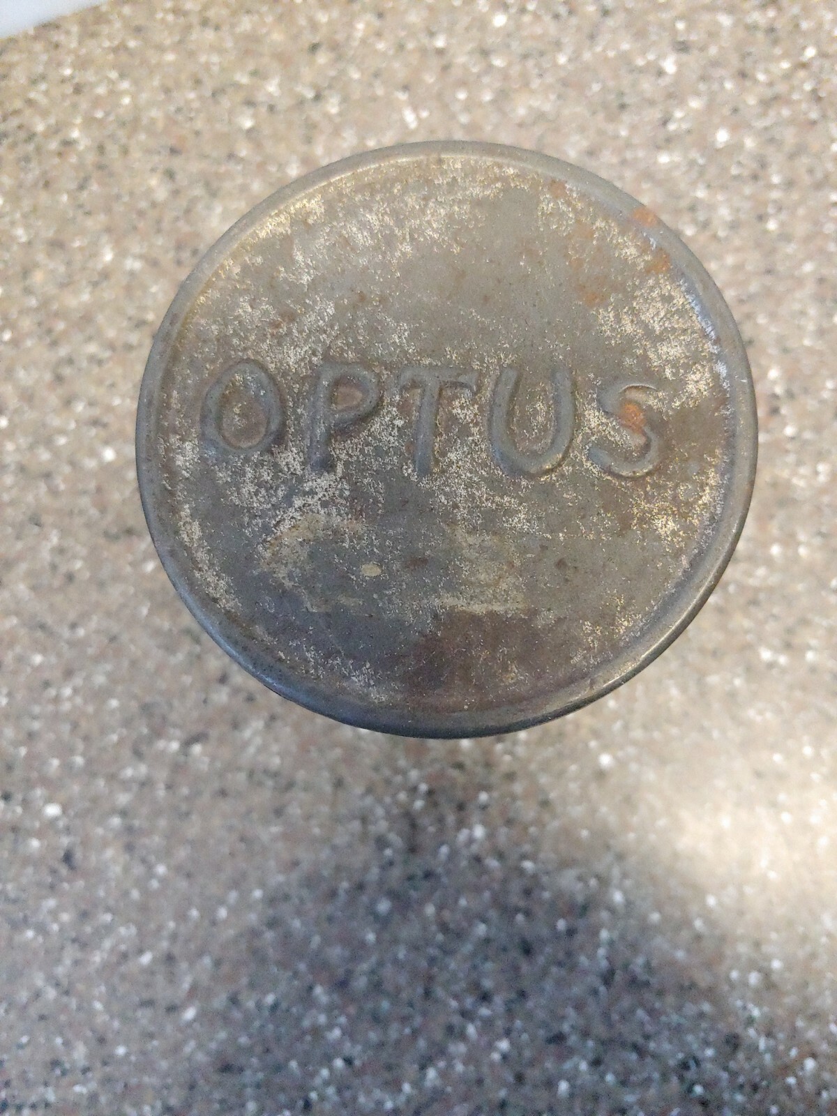 Vintage Medicine Container Optus Powdered Brown Mustard 8oz Empty Can