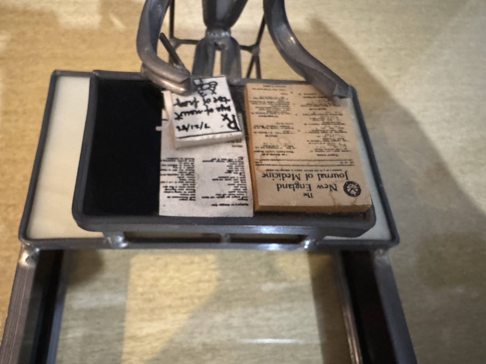 Vtg Carl Goeller Doctor Industrial Note Holder Metal Medical Sculpture Office