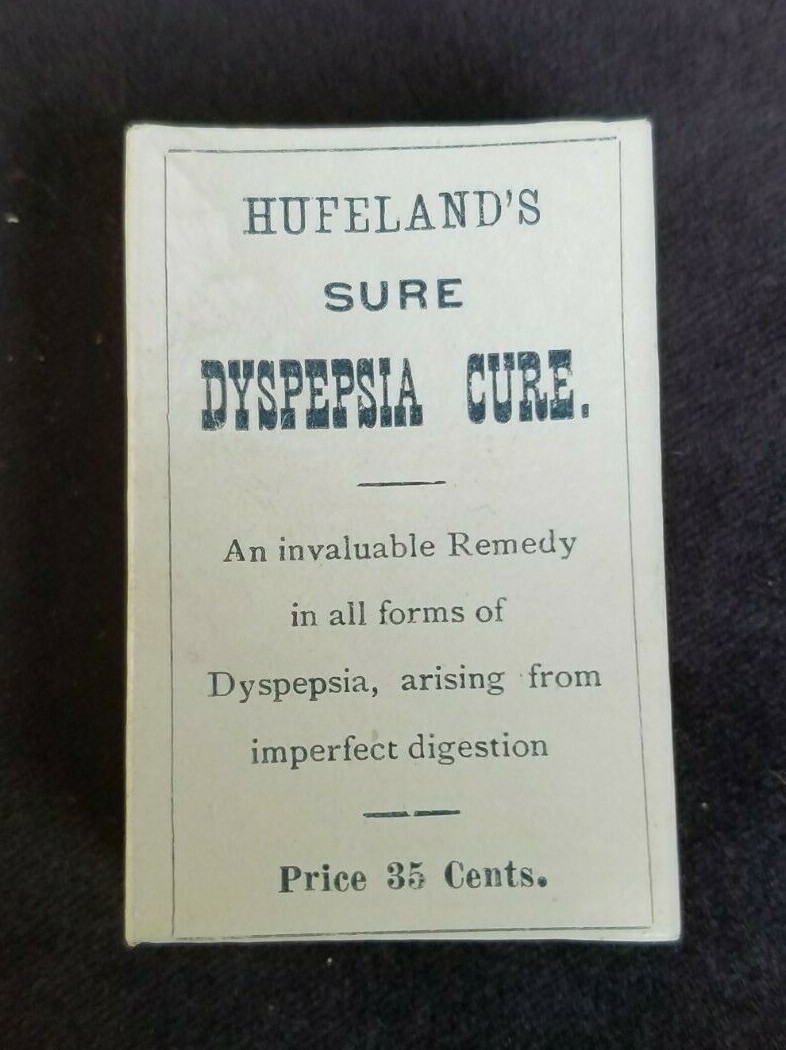 Old Advertising Medicine Box Hufeland’s Dyspepsia Cure Graeber & Potter Meriden