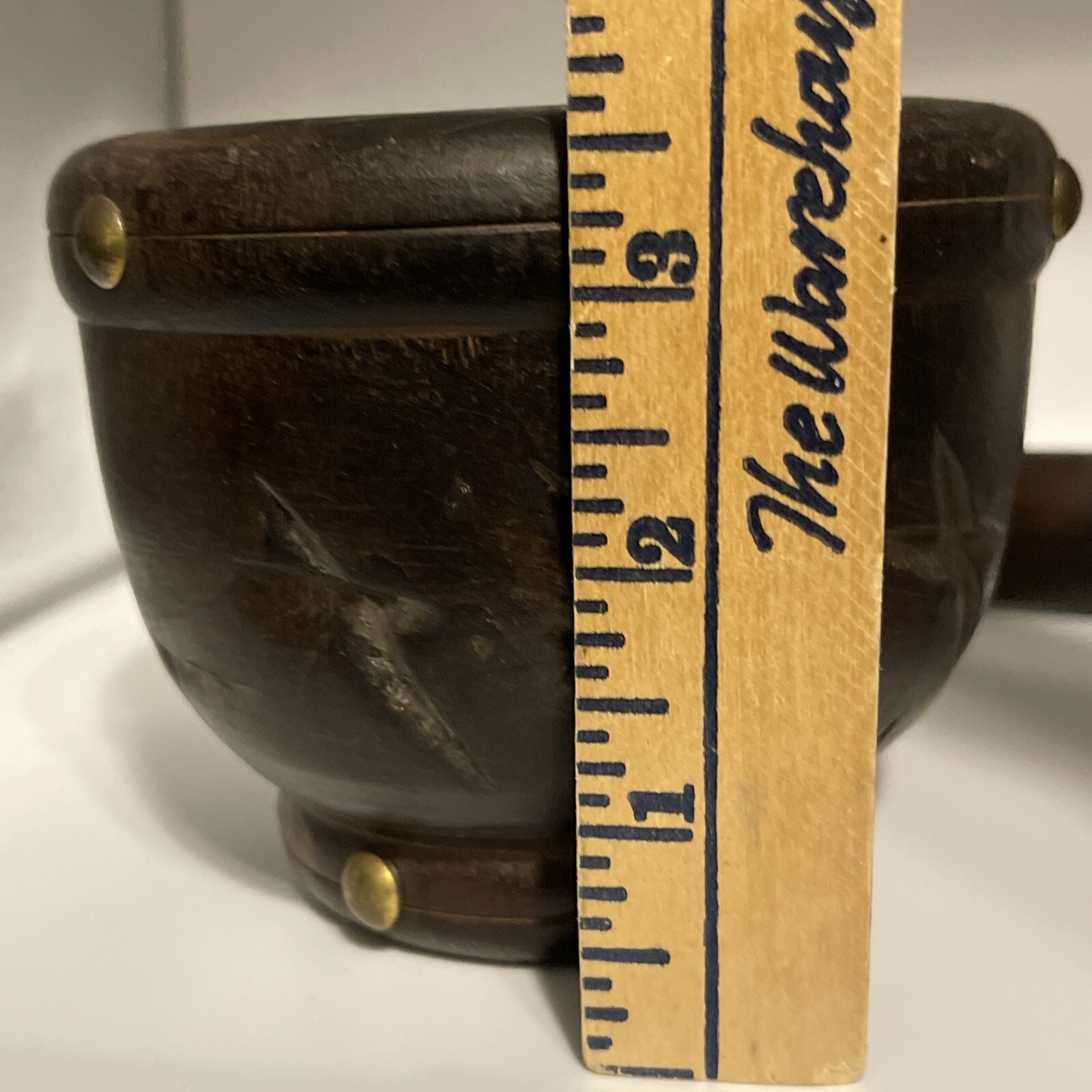 Vintage Apothecary Pharmacy Carved Wood Pestle and Mortar Rx Estate