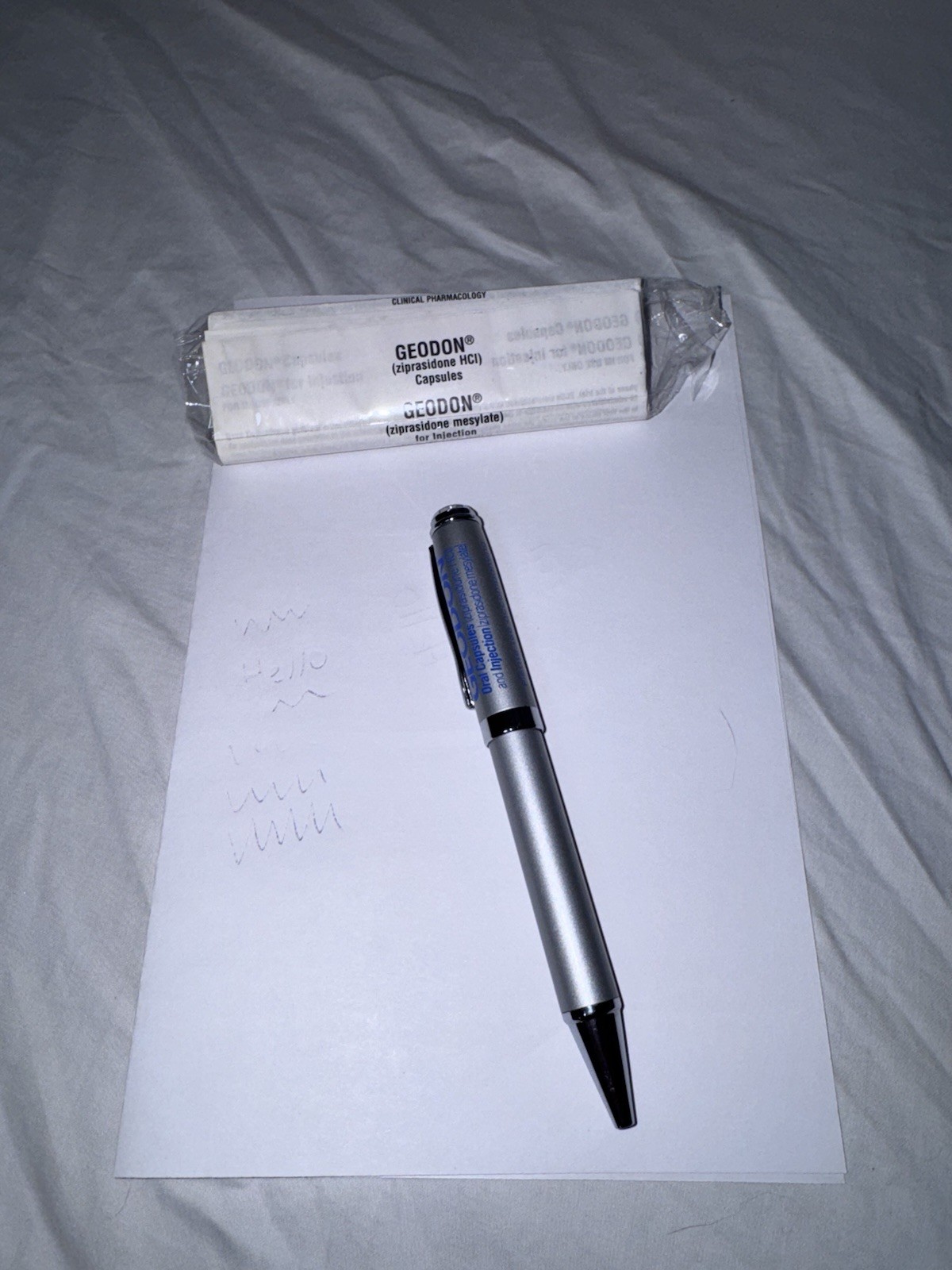 Metal Pfizer Geodon Drug Rep Pharmaceutical Promo Advertising Pen w/ Info Insert