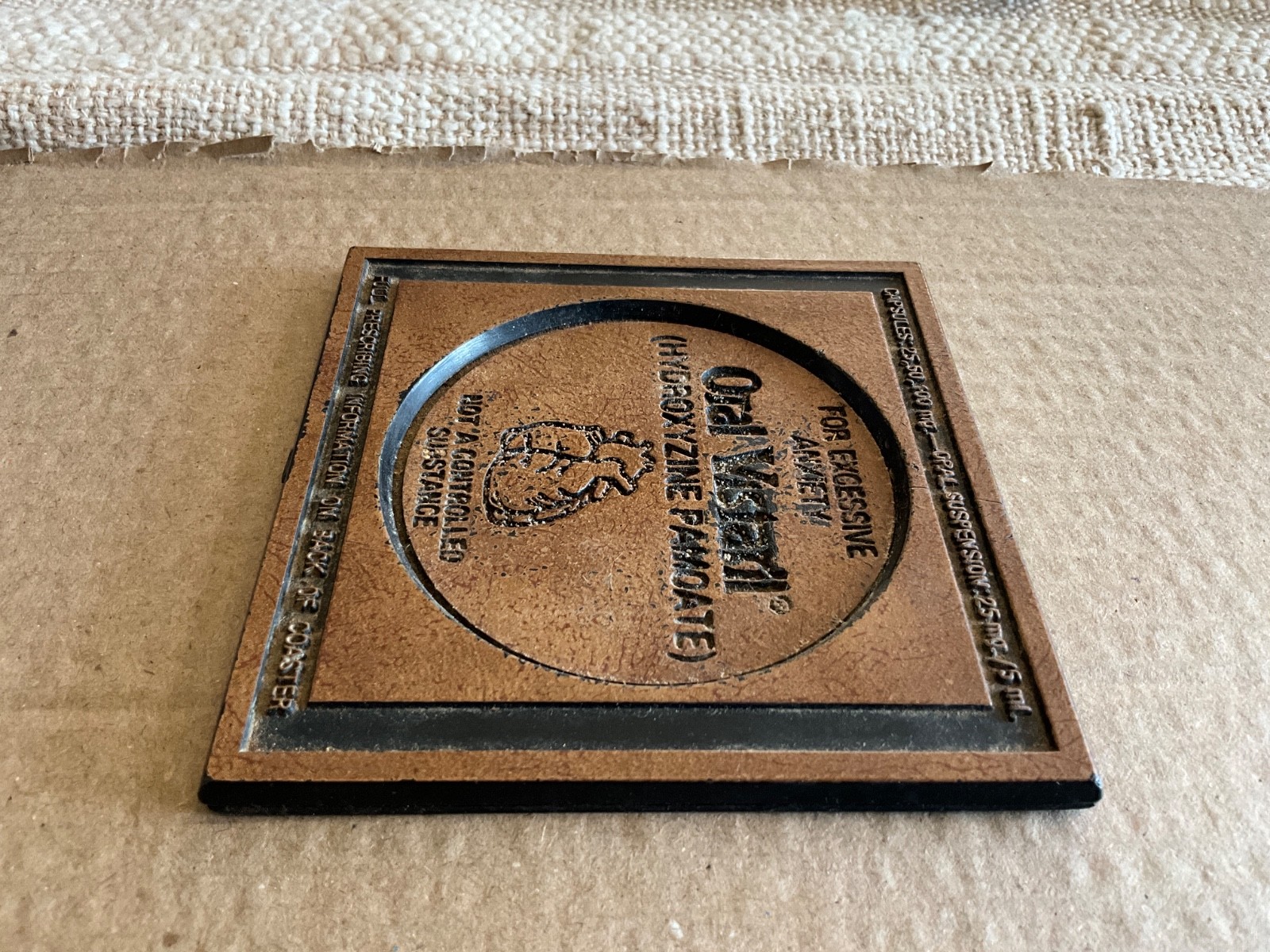 Pfizer VINTAGE coaster advertising Oral Viserall (hydroxyzine pamoate)