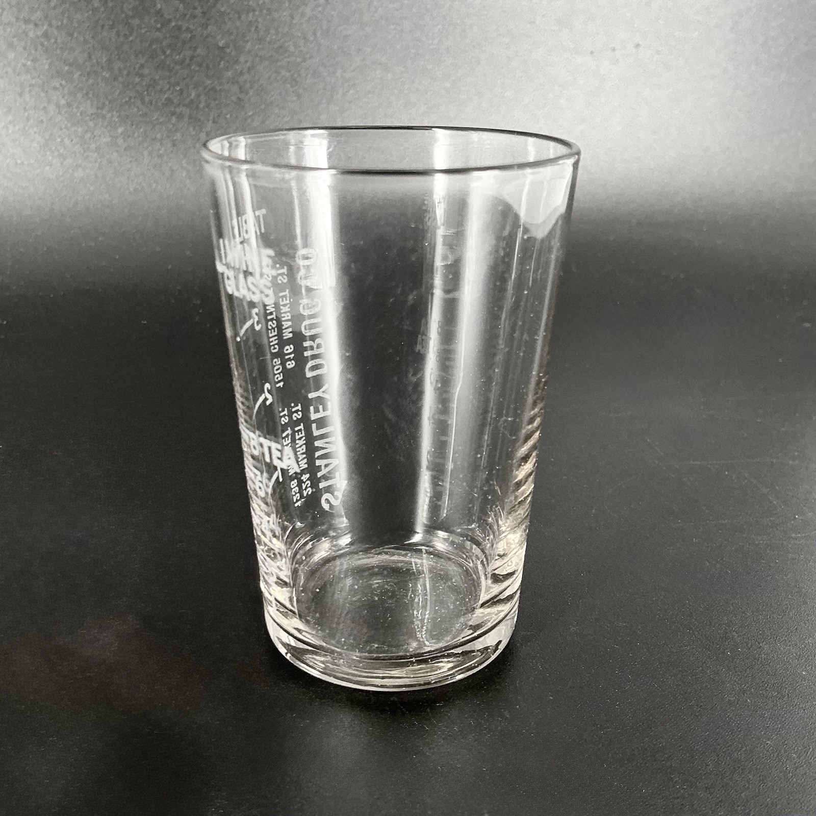 Advertising Medicine Dosing Cup Glass Stanley Drug Co Philadelphia
